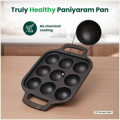 CASTrong Cast Iron Paniyaram Pan, Pre-seasoned, Nonstick, 100% Pure, Toxin-free, Medium 18.7cm, 1.6kg
