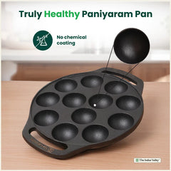 CASTrong Cast Iron Premium Paniyaram Pan, Pre-seasoned, Nonstick, 100% Pure, Toxin-free, Medium 20.8cm, 2.6kg