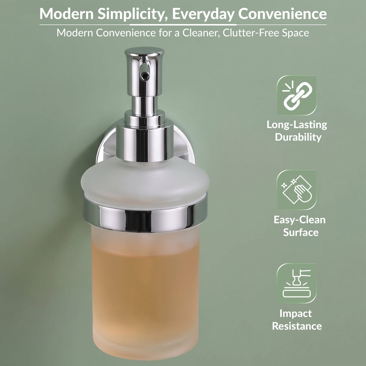 Plantex Brezza Stainless Steel Glass Liquid Soap Dispenser/Shampoo Dispenser/Handwash Dispenser/Bathroom Accessories - Chrome-6