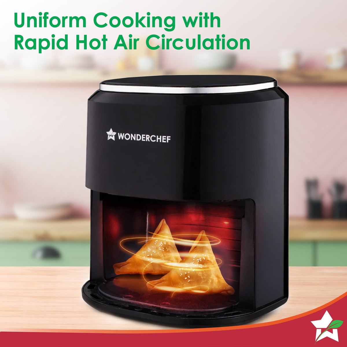 Wonderchef Roma 4.5L Digital Air Fryer | 1380W | 7 Preset Menus | 90% less fat | Rapid Air 360° Circulation Technology |