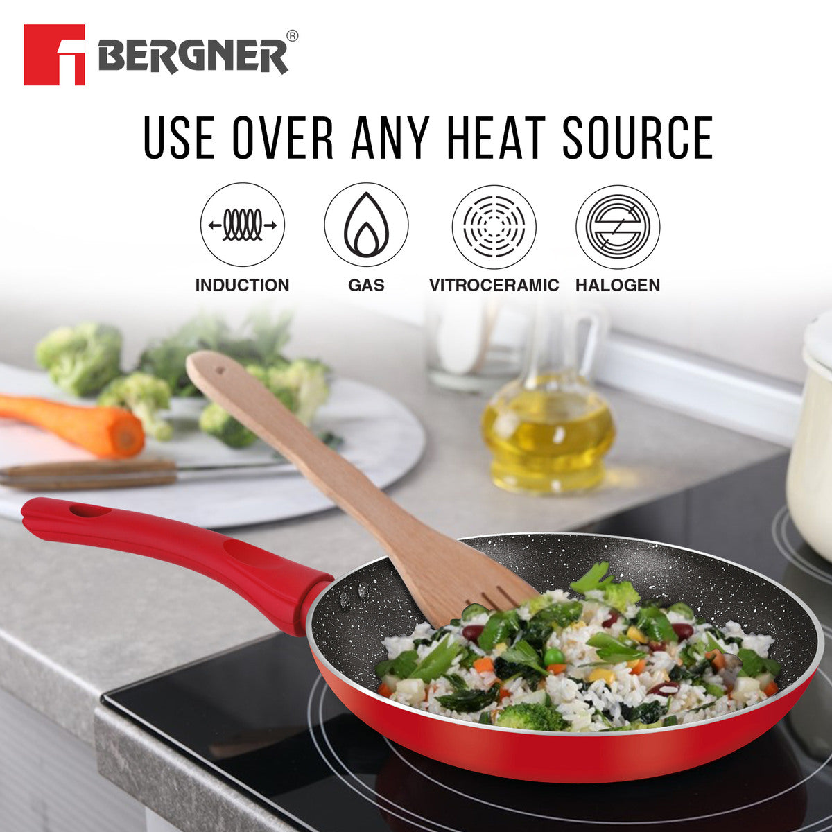 Bergner Bellini Plus Non-Stick 4 Pcs Cookware Set - Induction Bottom