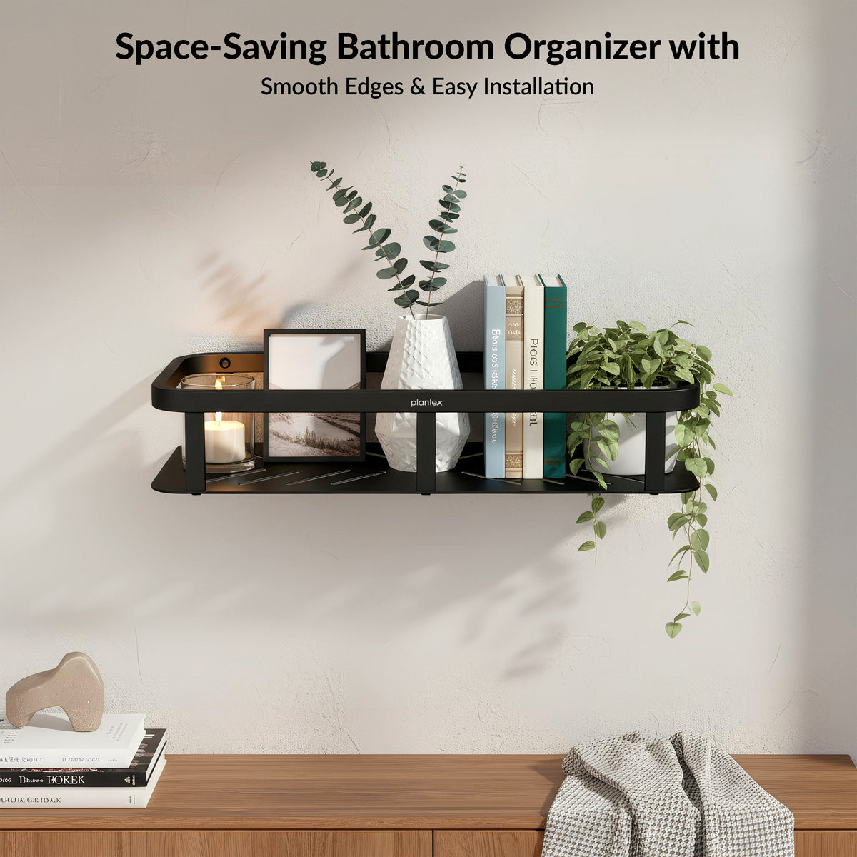 Plantex SS - 304 Grade Shelf for Bathroom/Storage Organizer for Bathroom/Kitchen Rack - Bathroom Accessories - Pack of 1 (12X5 Inches-Black Finish)-4