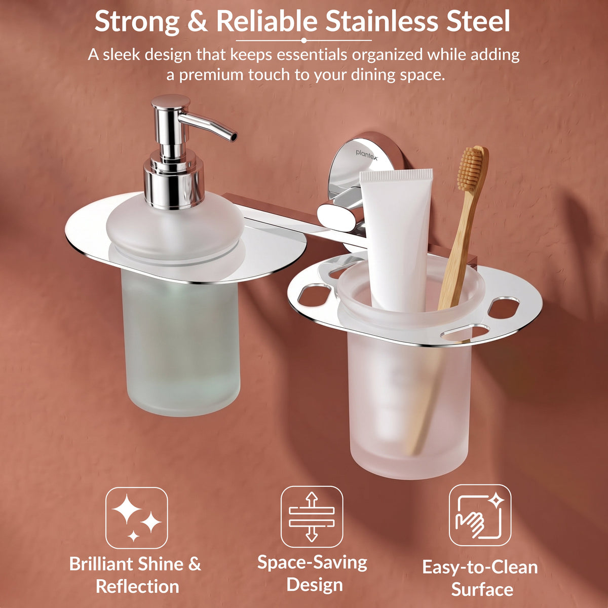 Plantex Olive Hand wash Holder for wash Basin Liquid soap Dispenser - 304 Stainless Steel-6