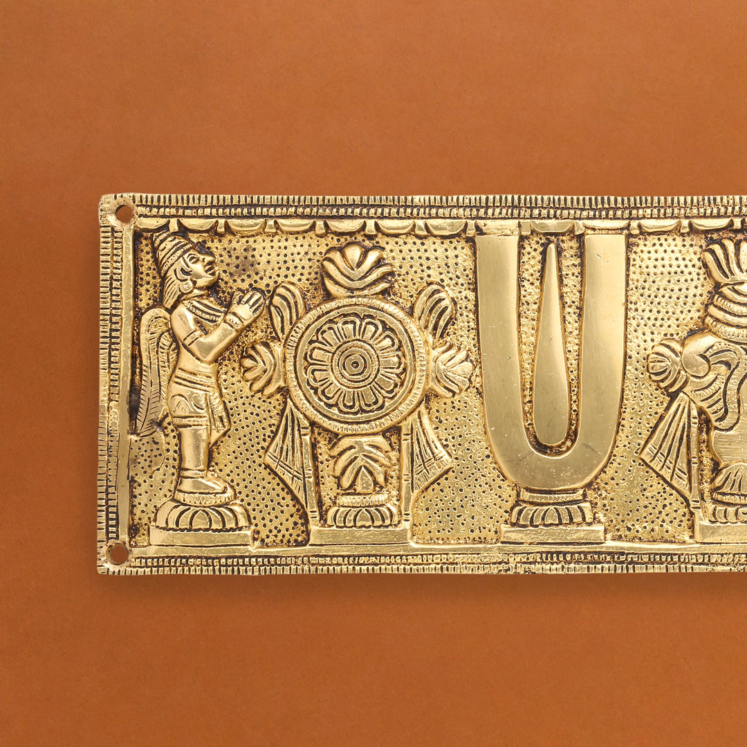 Brass Shankh Chakra Namah Hanuman And Garuda Wall Hanging (4 Inch)