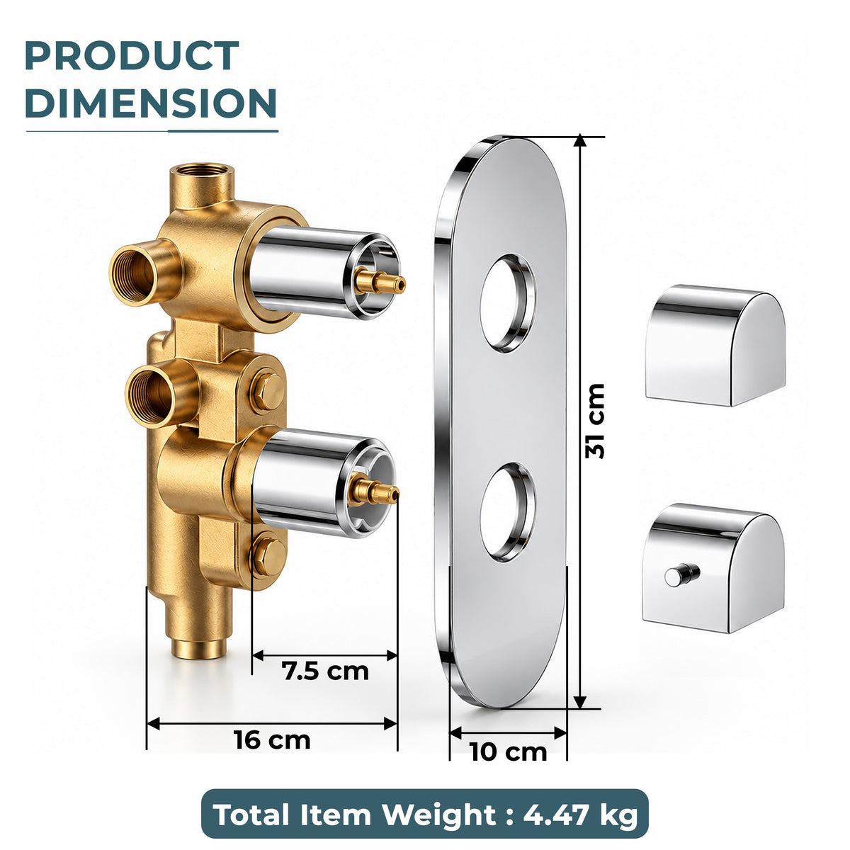 Plantex 3 Way Thermostatic Shower Diverter/Pure Brass Concealed & Exposed 3-Outlet Mixer Valve Body/Multi-Function Bathroom Diverter with Button Control - Chrome (TSP-095A)-2