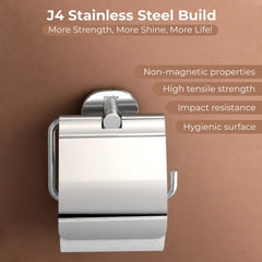 Plantex J4 Stainless Steel Toilet Paper Holder for Bathroom/Tissue Holder for Washroom/Toilet roll Holder for Wall Mounted/Bathroom Accessories (Chrome Finish) Onix-3