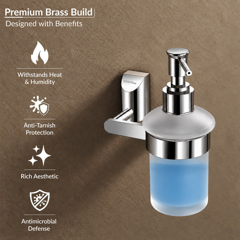 Plantex Smero Pure Brass Made Hand Wash Holder for Wash Basin/Liquid Soap Dispenser/Shampoo Dispenser - Superb (Chrome)-4