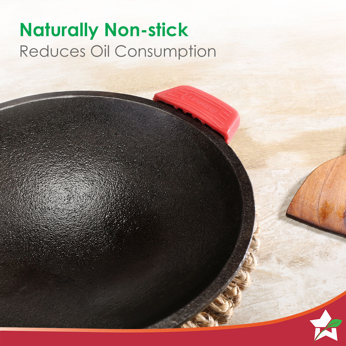 Forza Cast-iron Appachetty | 20cm | Made from Heavy-duty Cast-iron | For Appams, Dosas, Rotis | Naturally Non-stick | Uniform Heating, Slow Cooking | Chemical-free | Lifetime Warranty