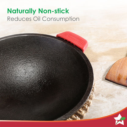 Forza Cast-iron Appachetty | 20cm | Made from Heavy-duty Cast-iron | For Appams, Dosas, Rotis | Naturally Non-stick | Uniform Heating, Slow Cooking | Chemical-free | Lifetime Warranty