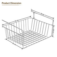 Plantex Under Shelf Organizer Rack for Kitchen Cabinet/12 Inch Multifunction Hanging Shelf Basket for Storage & Organization/Stainless Steel Under Cabinet Storage Rack - (Pack of 1, Chrome)-2