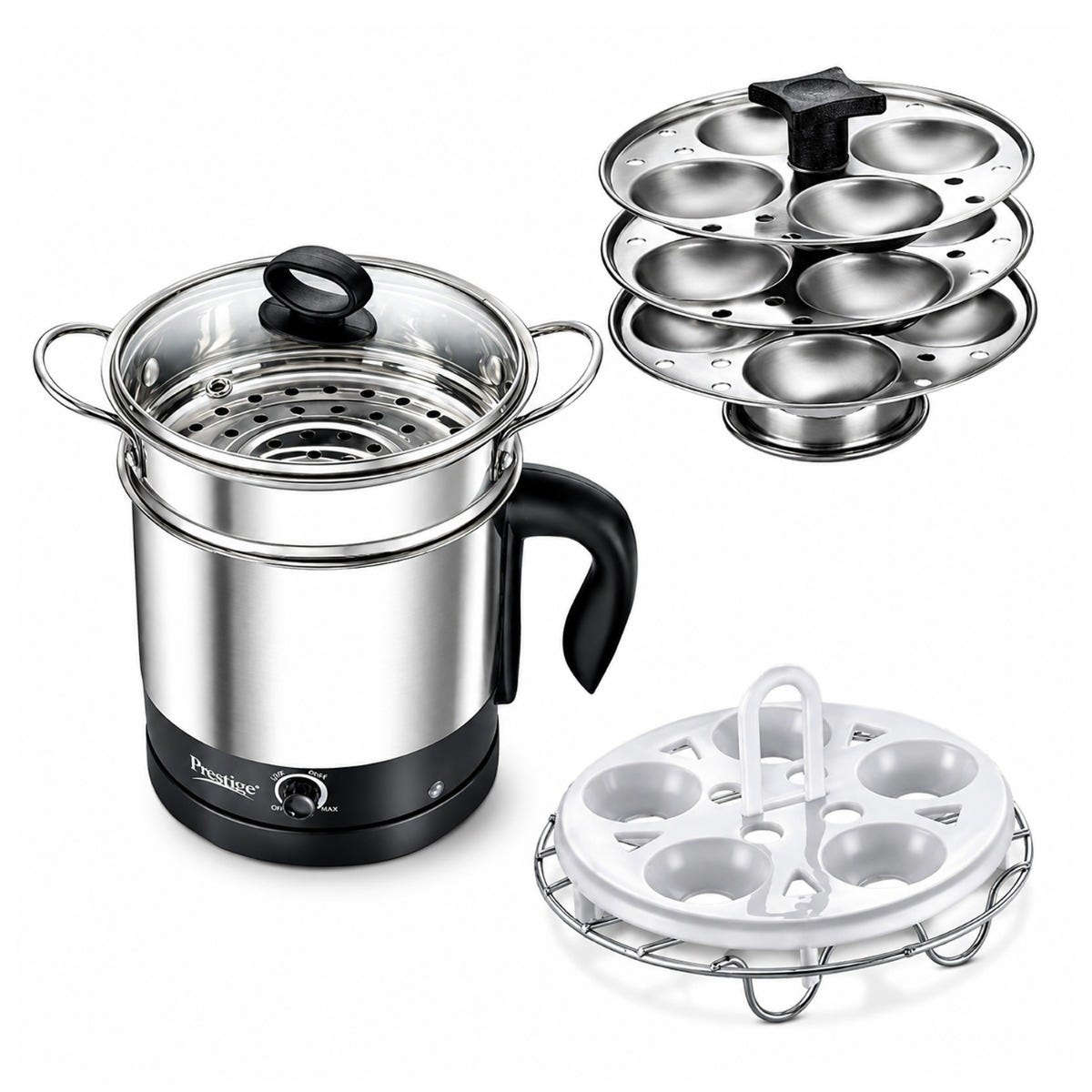 Prestige Endura Pro 1000W Multi Functional Mixer Grinder, Copper Motor, 6 Jars with Food Processing Attachments, 14-in-1, 5Y Motor Warranty + Prestige 1.5L PMC 3.0 Plus Multi Kettle / Multi Cooker