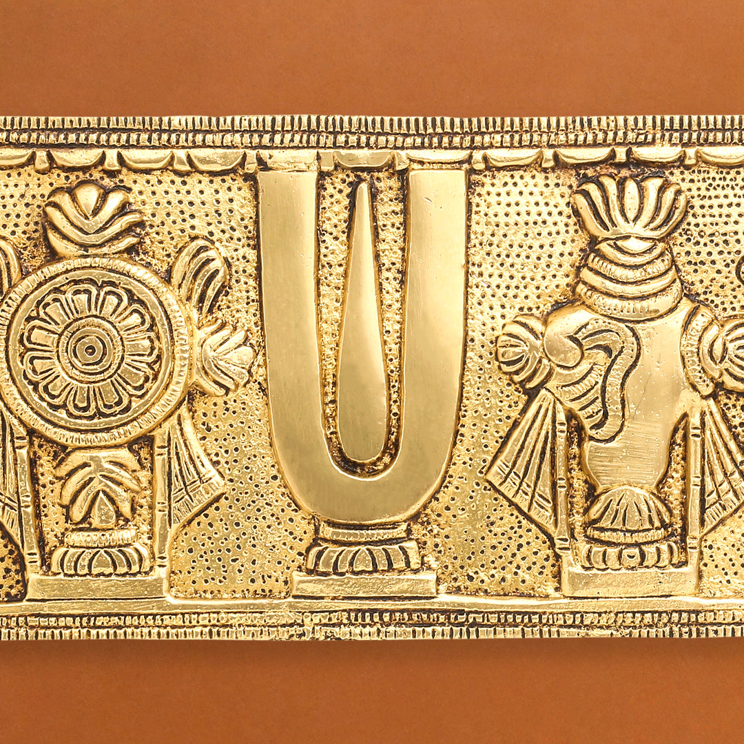 Brass Shankh Chakra Namah Hanuman And Garuda Wall Hanging (4 Inch)