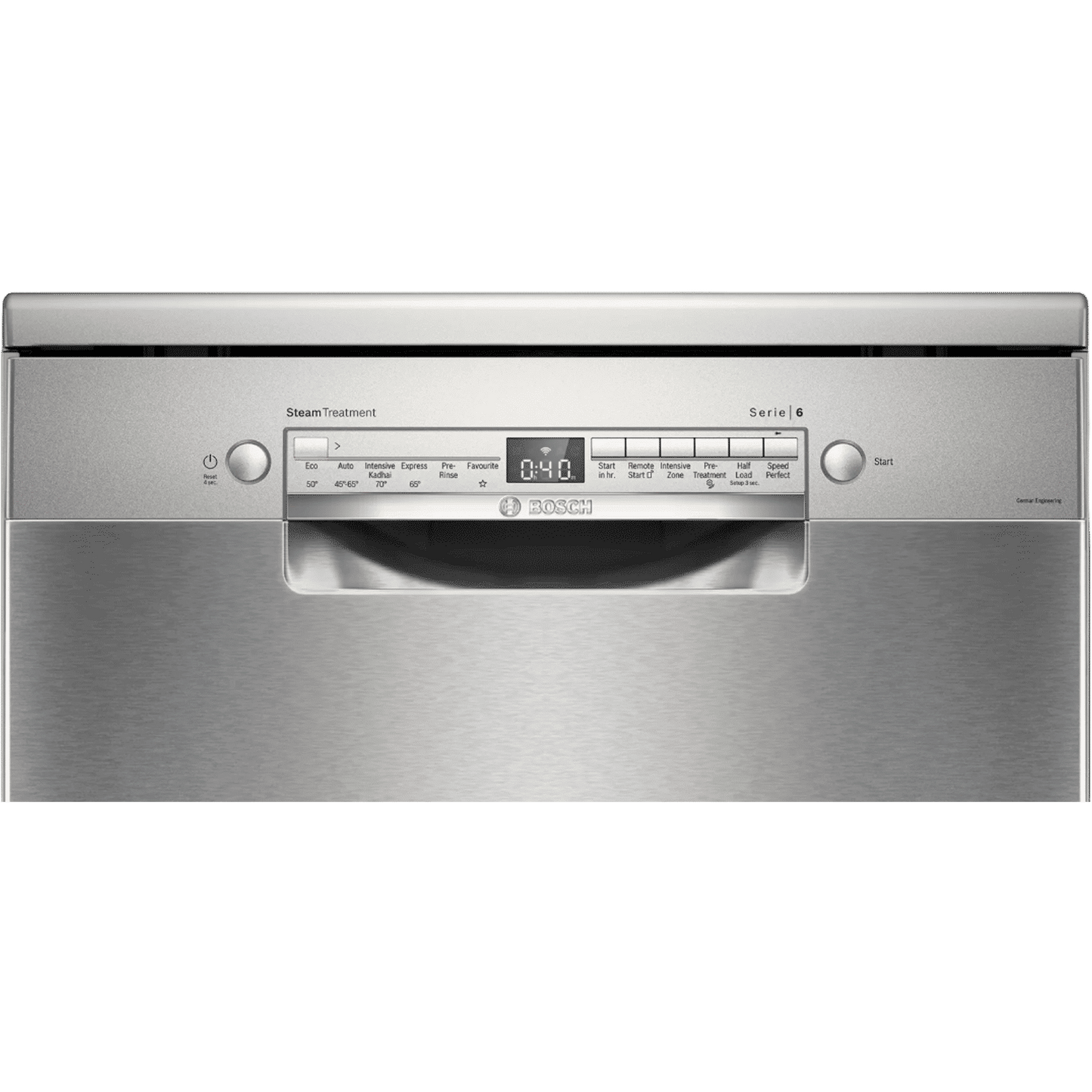 BOSCH Series 6 14 Place Settings Free Standing Dishwasher with Glass Protection Technology (No Pre-rinse Required, Silver)