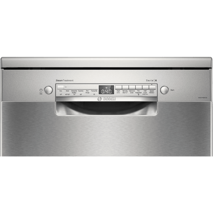 BOSCH Series 6 14 Place Settings Free Standing Dishwasher with Glass Protection Technology (No Pre-rinse Required, Silver)