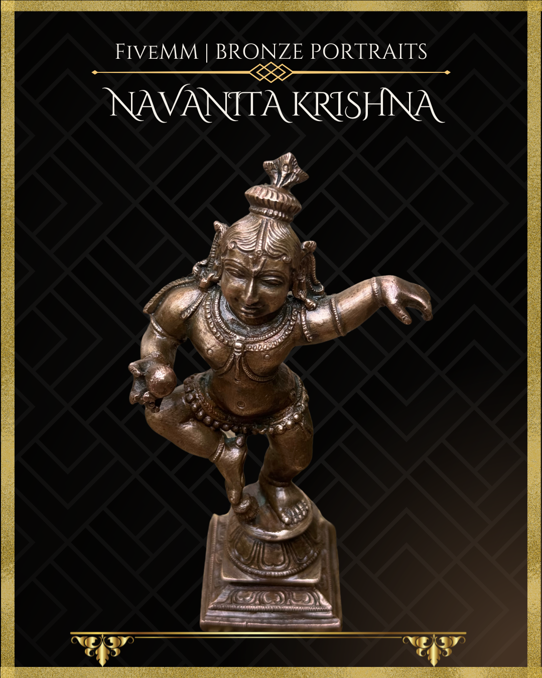Navanita Krishna Panchaloha Bronze Icon - 4"
