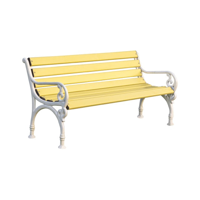 Trefor Cast Iron 3 Seater FRP Garden Bench for Outdoor Park - (Cream + White)