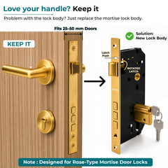 Plantex Mortise Door Lock Set with Brass Cylinder & Keys/Heavy-Duty Main Door Lock Body - Pack of 1 (PVD Gold)-5