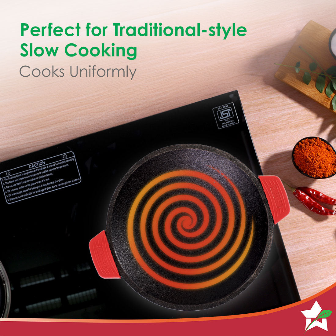 Forza Cast-iron Appachetty | 20cm | Made from Heavy-duty Cast-iron | For Appams, Dosas, Rotis | Naturally Non-stick | Uniform Heating, Slow Cooking | Chemical-free | Lifetime Warranty