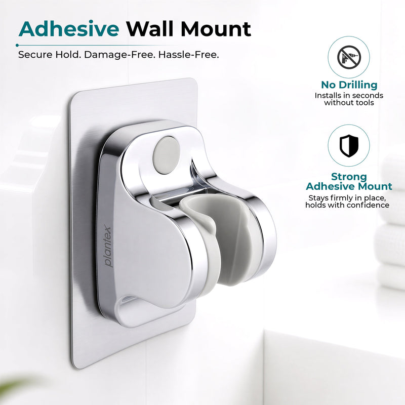 Plantex ABS Hand Shower Holder For Bathroom/Strong Self Adhesive Adjustable Handheld Shower/No Drilling Wall Mount Bracket - (Chrome) (Model APS-971)-6