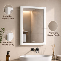Plantex Mirror with Frame/Wall Mount Modern Mirror/Looking Glass with ABS Frame/Rectangle Mirror for Home/Bathroom & Living Room (18x14 Inch - White)-4