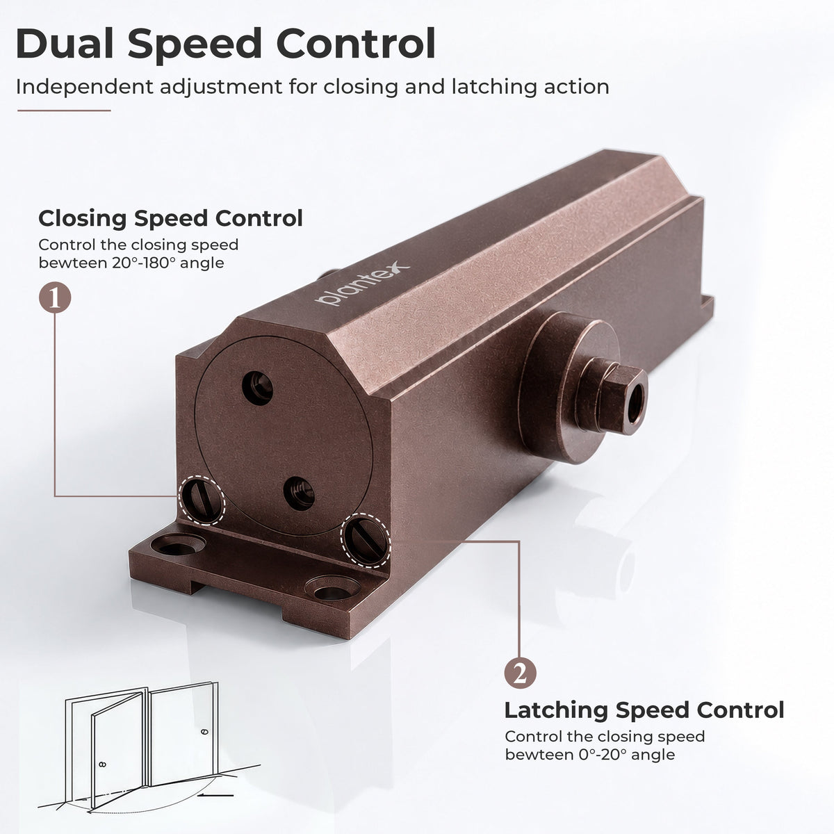 Plantex Premium Heavy Duty Aluminium Door Closer/Automatic Hydraulic Door Closer/Soft Door Closers for Hotel-Home-Office (ISO 9001 Certified)(Capacity 75 Kg, Brown)-4
