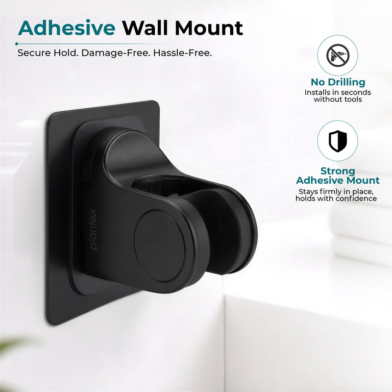 Plantex ABS Hand Shower Holder For Bathroom/Strong Self Adhesive Adjustable Handheld Shower/No Drilling Wall Mount Bracket - Pack of 1 (Black)-6