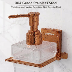 Plantex 304 Grade Stainless Steel Liquid Soap Dispenser for Bathroom/Frosted Glass Hand wash Dispenser/Bathroom Accessories - Pack of 1 (Crystal, PVD Rose Gold)-4