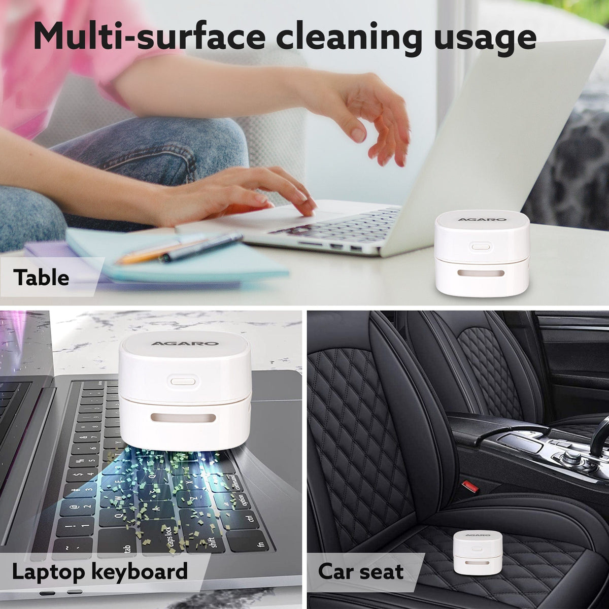 AGARO Crown Mini Desk Vacuum Cleaner, Battery Operated, Use Upto 2.5 Hours, Mini Cordless Sweeper for Cleaning Desktop, Pantry, Paper Shavings, Crumbs, Keyboard Dust, Nails & Pet Hair, White-6