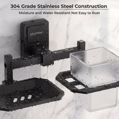 Plantex 304 Stainless Steel Soap and Brush Holder Stand for Bathroom and Wash Basin/Bathroom Accessories Darcy (Black)-5