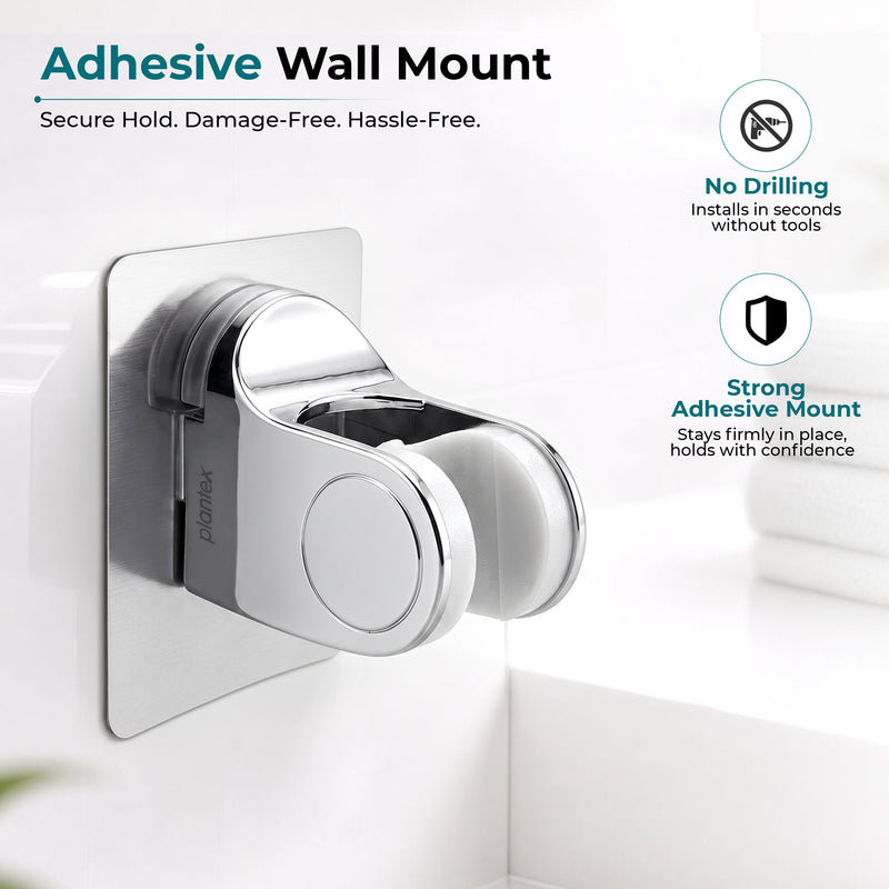 Plantex ABS Hand Shower Holder For Bathroom/Strong Self Adhesive Adjustable Handheld Shower/No Drilling Wall Mount Bracket - (Chrome) (Model APS-908)-6