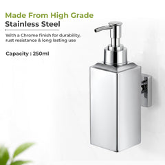 Plantex 304 Grade Stainless Steel Soap Dispenser for Wash Basin/Wall Mounted Soap Dispenser for Bathroom/Hotel/Restaurants - Pack of 1 (Regent-Chrome)-6