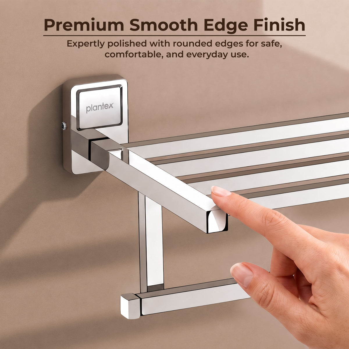 Plantex 304 Grade Stainless Steel 24 inch Towel Rack for Bathroom/Towel Stand/Hanger/Bathroom Accessories - Darcy (Chrome)-5
