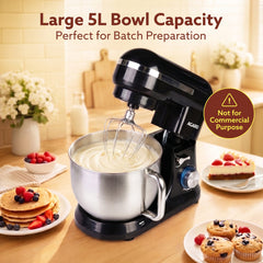 AGARO Royal Stand Mixer, Dough Maker Machine, 1000W Atta Maker, 100% Copper Motor, 5L SS Bowl, 8 Speed + Pulse Function,