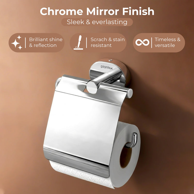 Plantex J4 Stainless Steel Toilet Paper Holder for Bathroom/Tissue Holder for Washroom/Toilet roll Holder for Wall Mounted/Bathroom Accessories (Chrome Finish) Onix-4