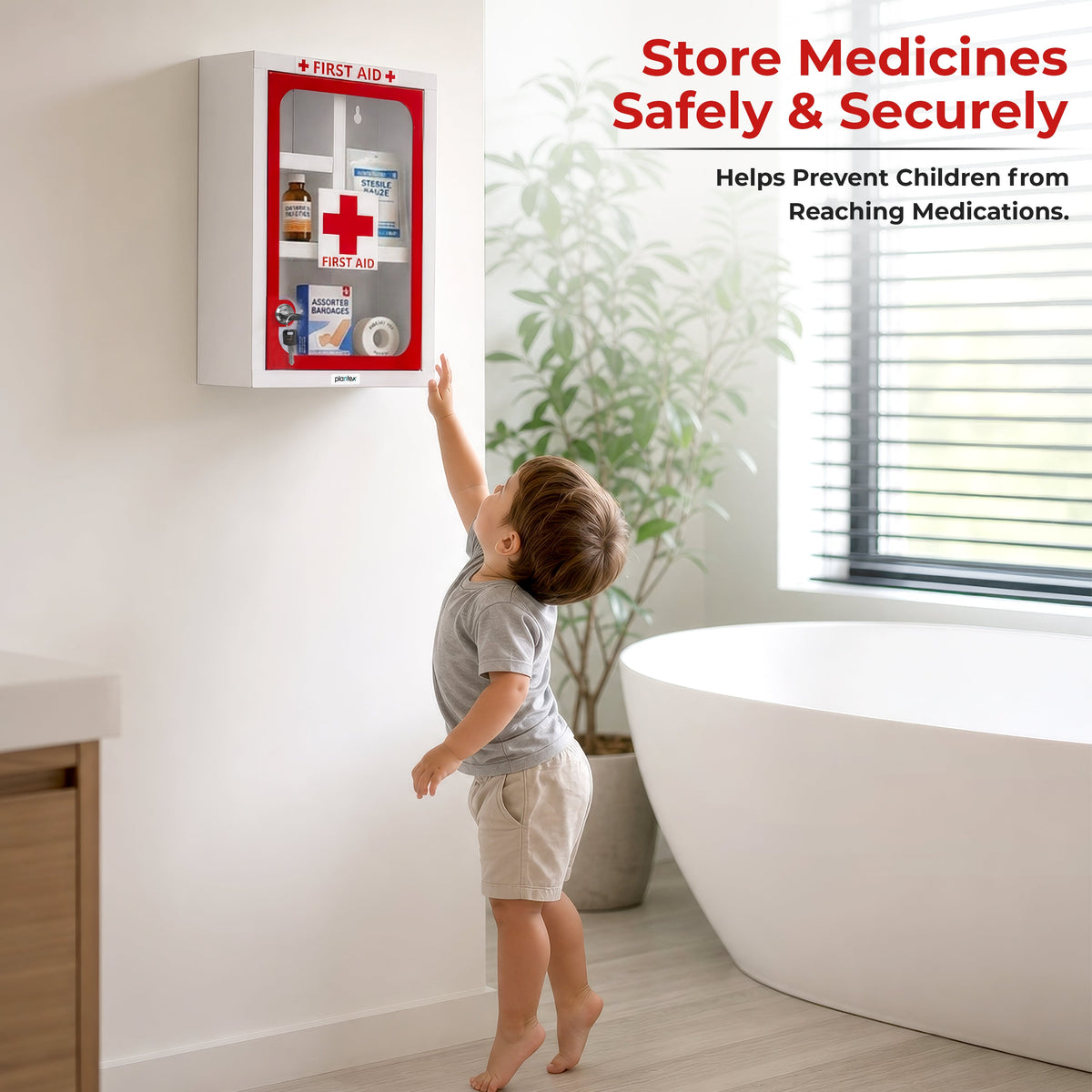 Plantex First Aid Box/Medicine Storage Box/Emergency First Aid Kit Box/Medical Box for Home, School & Office/Medicine Organizer with Multi Compartment - (Red & White) Big Size Wall Mount GI Steel-4