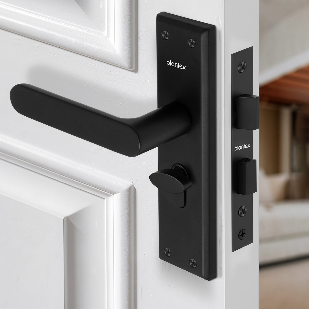 Plantex Door Lock Set - Main Door Lock Plate Handle Set/Mortise Lock with 3 Keys/Lock Body and Cylinder - Pack of 1 (OHMH-81, Z-Black)-6