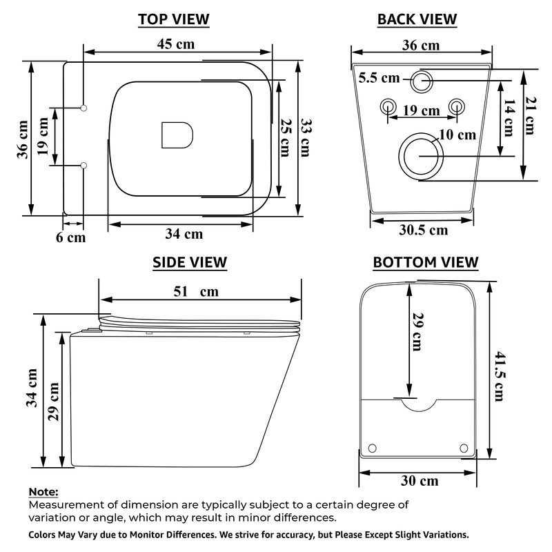 Plantex Imported Ceramic Wall Hung Commode for Toilet/Rimless Washdown Flushing/Western Commode with Soft Closing Toilet Seat - P Trap - (Pine Blue)-2