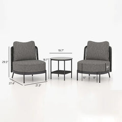 Sleak Outdoor Patio Seating Set 2 Chairs and 1 Table Set (Dark Grey)