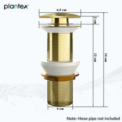 Plantex Pure Brass Waste Coupling for Wash Basin/5 inch Drain Out let System Full Thread Sink Waste Coupling - Pack of 1 (Matt Gold)-2