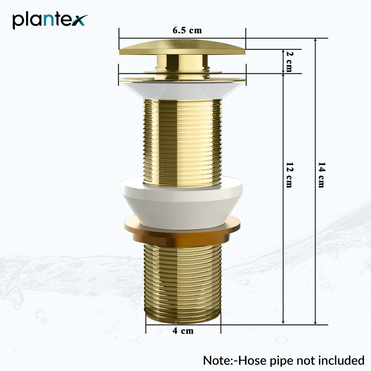 Plantex Pure Brass Waste Coupling for Wash Basin/5 inch Drain Out let System Full Thread Sink Waste Coupling - Pack of 1 (Matt Gold)-2