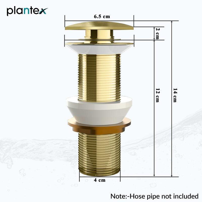 Plantex Pure Brass Waste Coupling for Wash Basin/5 inch Drain Out let System Full Thread Sink Waste Coupling - Pack of 1 (Matt Gold)-2