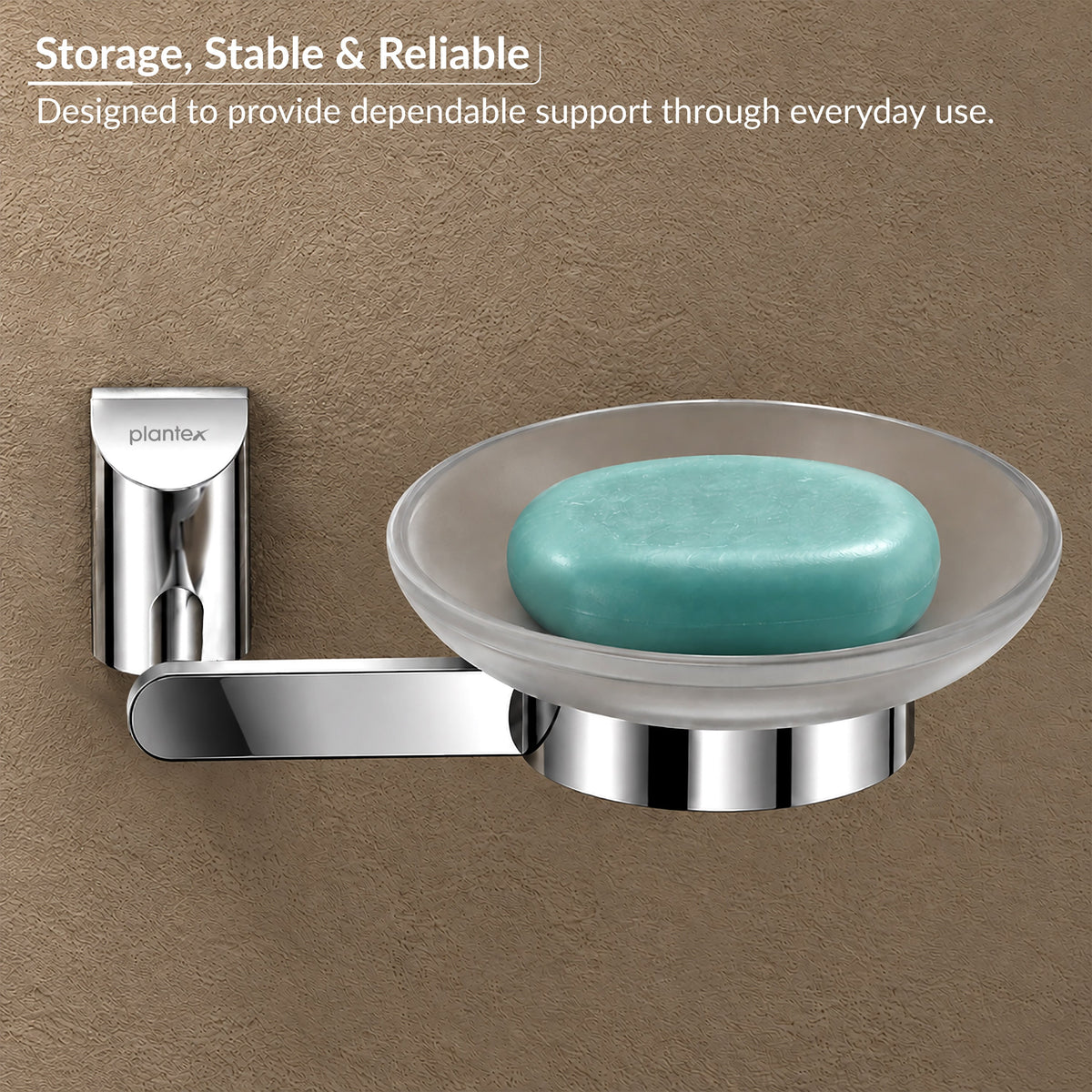 Plantex Smero Pure Brass and Glass Soap Holder for Bathroom & Kitchen/Soap Stand/Case/Dish/Bathroom Accessories - Superb (Chrome)-3