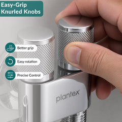 Plantex 2 Way Angle Cock/Stainless Steel Double Outlet Water Valve/Bathroom & Kitchen Tap Connector/Water Faucet - Pack of 1 (Chrome, APS-N-7)-5