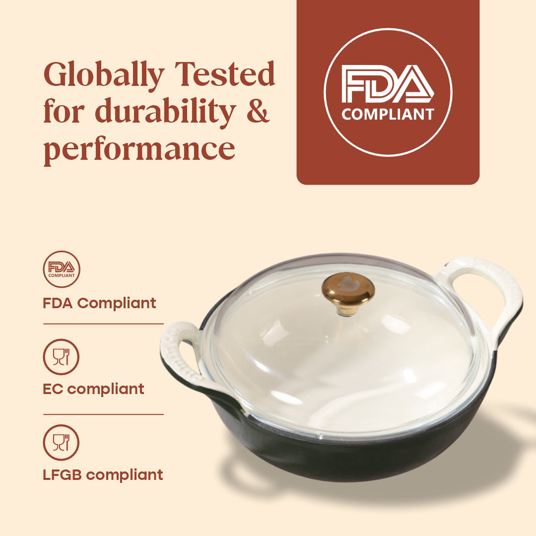 No. 10 Enamel Cast Iron Kadai (3L)