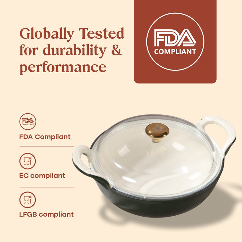 No. 10 Enamel Cast Iron Kadai (3L)