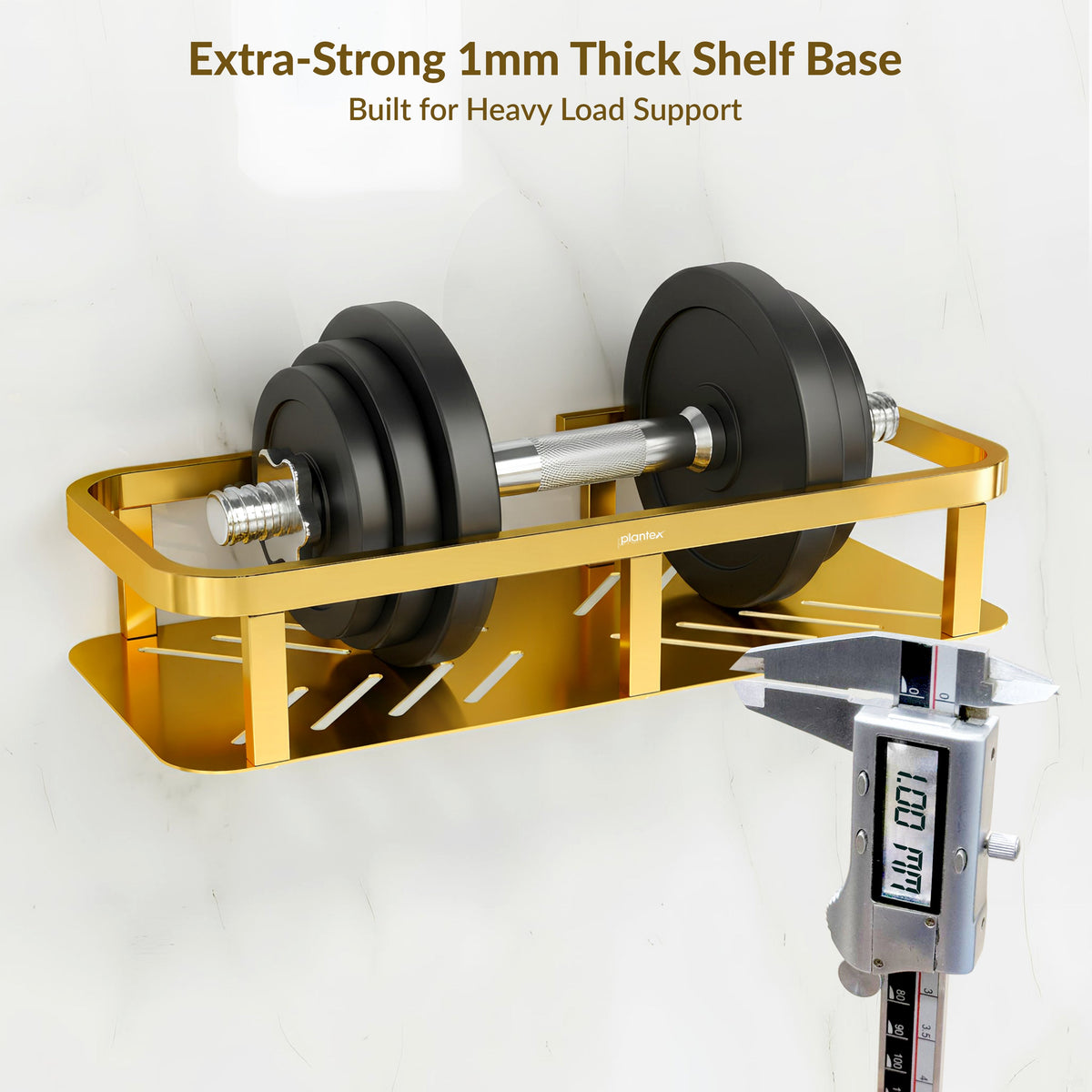 Plantex SS - 304 Grade Shelf for Bathroom/Storage Organizer/Kitchen Rack - Bathroom Accessories- Pack of 1 (12X5 Inches-PVD Gold Finish)-5