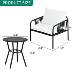 Rulos Outdoor Patio Seating Set 2 Chairs and 1 Table Set (Black)