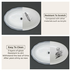 Plantex Table Top Wash Basin For Bathroom/Designer Ceramic Basin/Countertop Vessel Sink Basin - Indo-European Collection (24x 16 x 5 Inch)-6