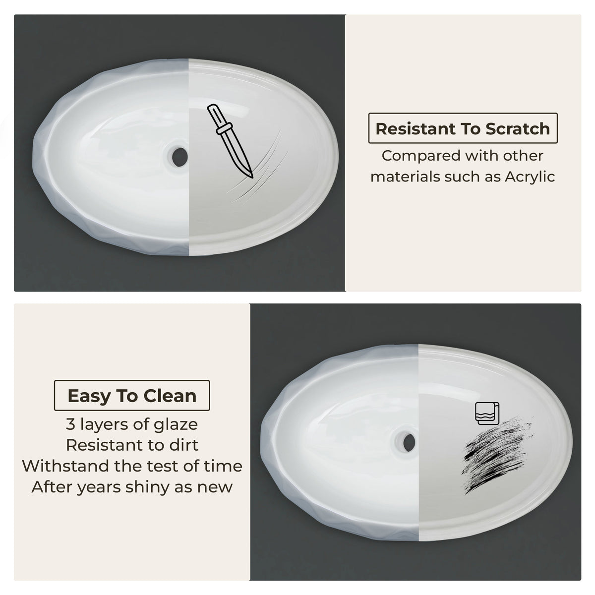 Plantex Table Top Wash Basin For Bathroom/Designer Ceramic Basin/Countertop Vessel Sink Basin - Indo-European Collection (24x 16 x 5 Inch)-6