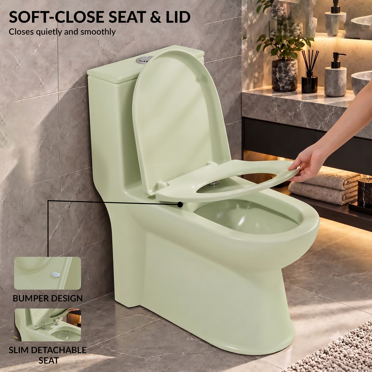 Plantex Platinum Ceramic Rimless One Piece Western Toilet/Washdown Commode for Toilet/Commode With Soft Close Toilet Seat - S Trap Outlet (Thunder)-5